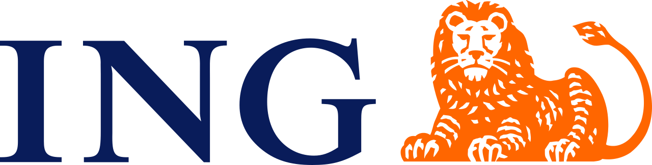 Logo van ING met de letters "ING" in het blauw naast een oranje leeuw, wat de merkidentiteit van het bedrijf symboliseert.
